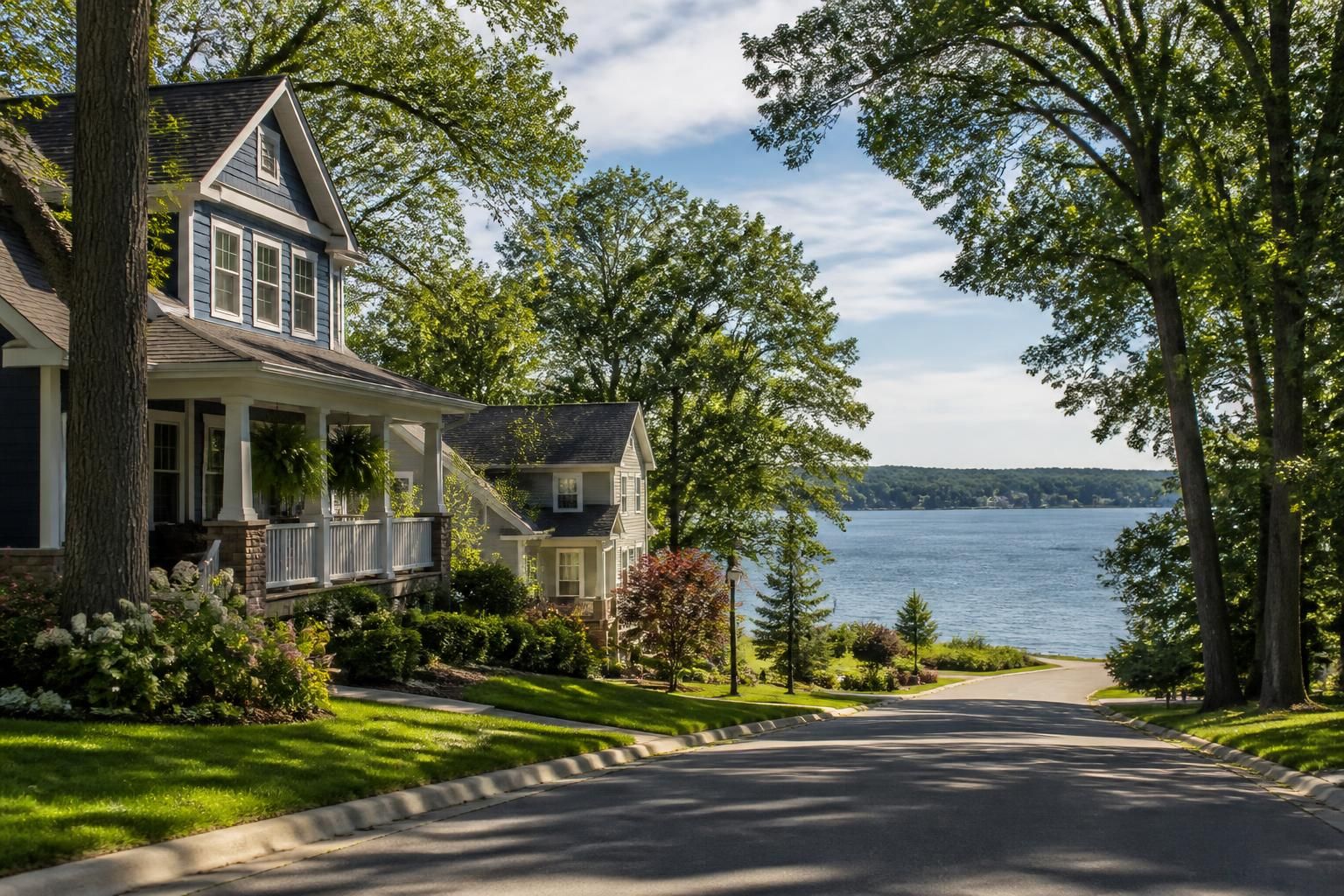 Lakeside neighborhood scene in North Muskegon, Michigan.